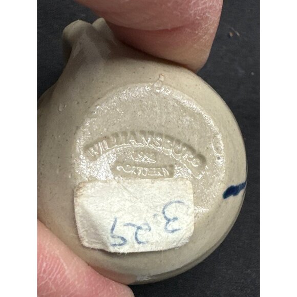 Miniature Williamsburg Pottery Miniture Creamer & Sugar Set With Blue Leaf Desig - Picture 5 of 8